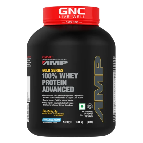 GNC | Amp Gold Series | 100% Whey Protein Advanced | 4 lbs/ 1.8 Kg