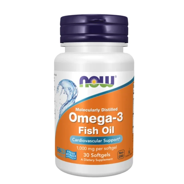 Now Foods | Omega-3 Fish Oil, Molecularly Distilled | Cardiovascular Support | 30 Softgels