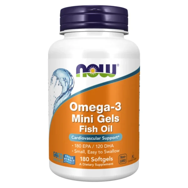 Now Foods | Omega-3 Mini Gels Fish Oil | Cardiovascular Support | 180 Softgels