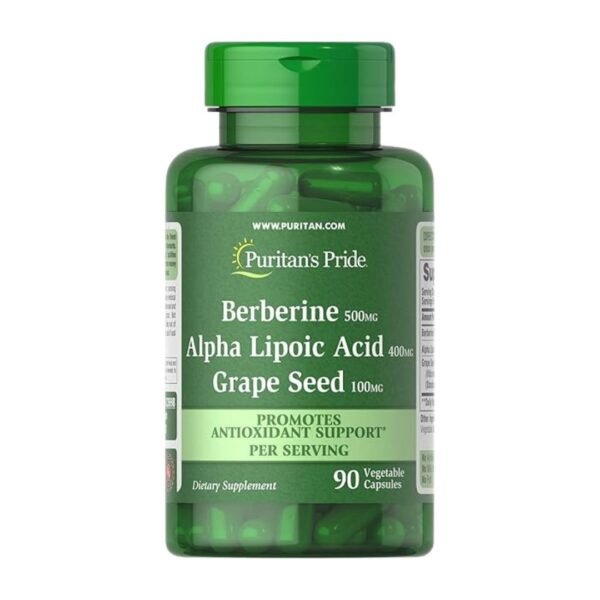 Puritan's Pride |  Berberine, Alpha Lipoic Acid, Grape Seed | 90 Capsules