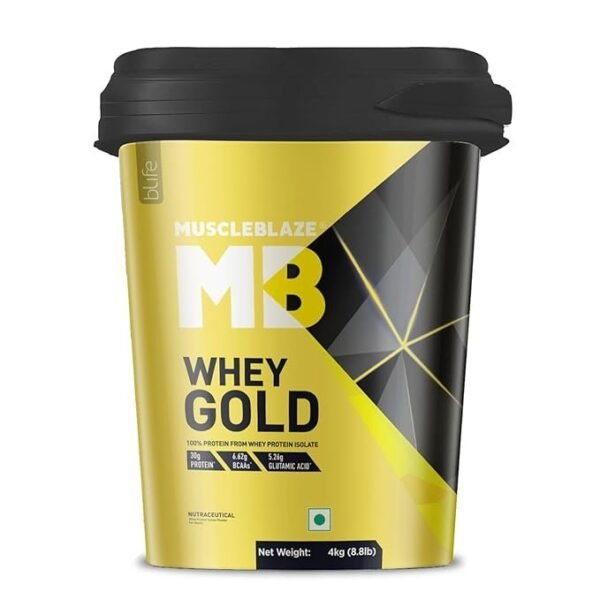 MuscleBlaze Whey Gold, 100% Whey Protein Isolate, Rich Milk Chocolate - 4kg / 8.8lb