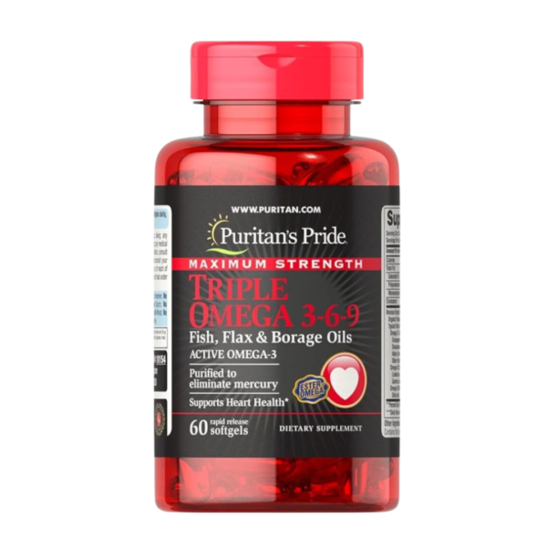 Puritan's Pride | Maximum Strength Triple Omega 3-6-9 | 60 Softgels