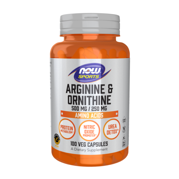 Now Foods Arginine & Ornithine 500MG / 250MG | 100 Veg Capsules