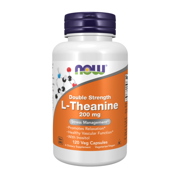 Now Foods | Double Strength L-Theanine 200MG | Inositol | 120 Veg Capsules