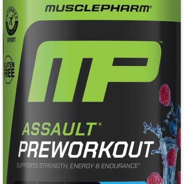 Muscle Pharm Assault Pre Workout Powder for Men & Women - Packed with Beta Alanine, Caffeine, Creatine & Betaine Anhydrous - Endurance & Strength Booster– 30 Servings